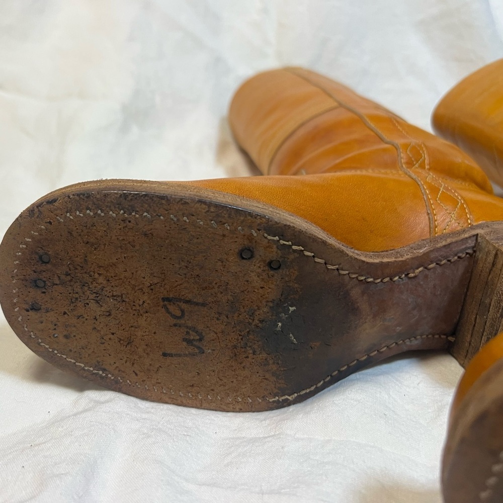 Vintage 1970s Frye Campus Taurus Stitch Black Label Boots Made in USA 7B - Picture 8 of 11